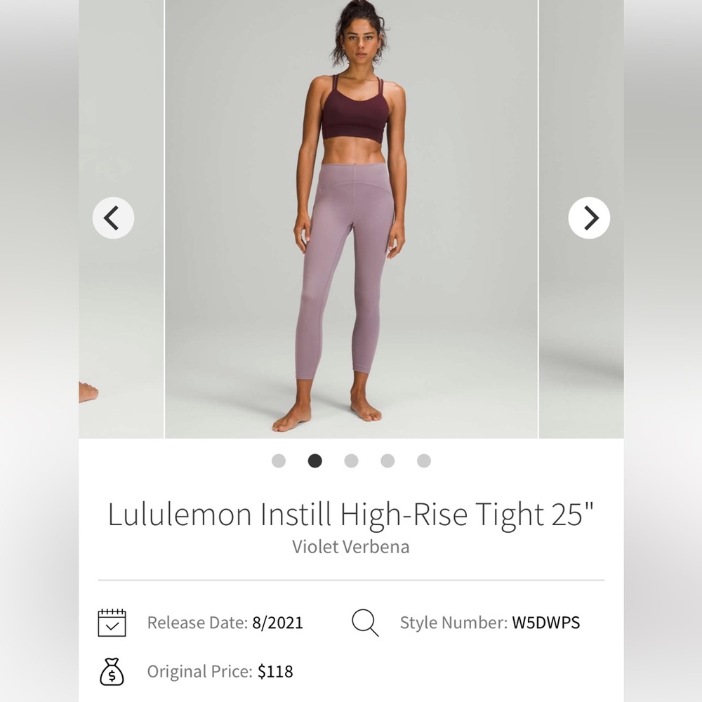 393. NWOT - Lululemon Instill High Rise Tight 25” Violet Verbena